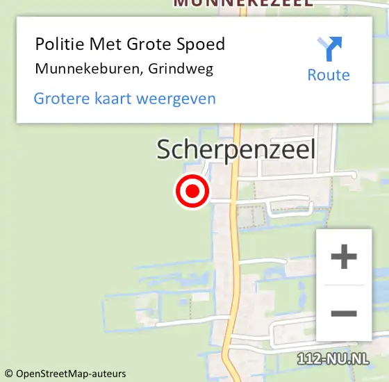 Locatie op kaart van de 112 melding: Politie Met Grote Spoed Naar Munnekeburen, Grindweg op 12 augustus 2023 12:21