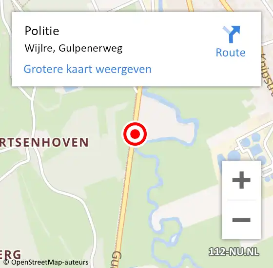 Locatie op kaart van de 112 melding: Politie Wijlre, Gulpenerweg op 12 augustus 2023 12:45