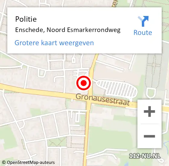 Locatie op kaart van de 112 melding: Politie Enschede, Noord Esmarkerrondweg op 12 augustus 2023 12:55