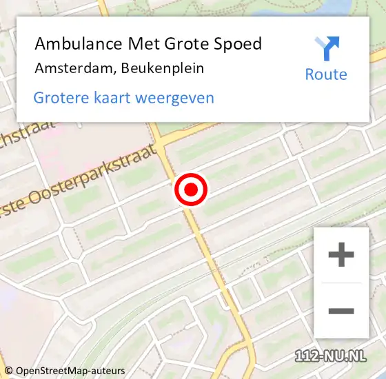 Locatie op kaart van de 112 melding: Ambulance Met Grote Spoed Naar Amsterdam, Beukenplein op 12 augustus 2023 13:26