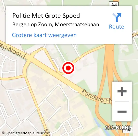 Locatie op kaart van de 112 melding: Politie Met Grote Spoed Naar Bergen op Zoom, Moerstraatsebaan op 12 augustus 2023 14:28