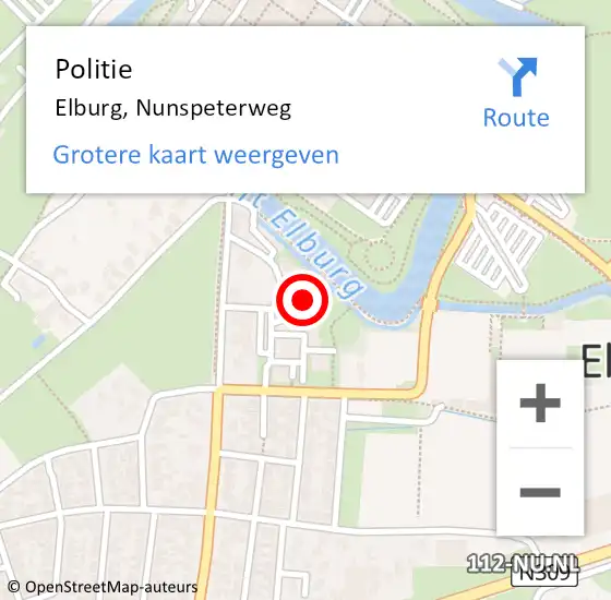 Locatie op kaart van de 112 melding: Politie Elburg, Nunspeterweg op 12 augustus 2023 15:13