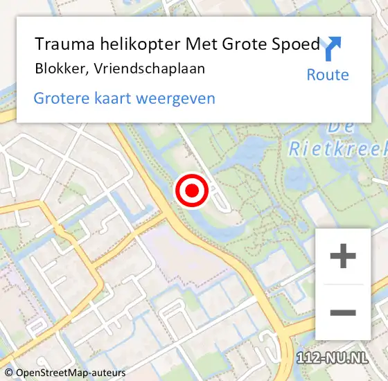 Locatie op kaart van de 112 melding: Trauma helikopter Met Grote Spoed Naar Blokker, Vriendschaplaan op 12 augustus 2023 16:43