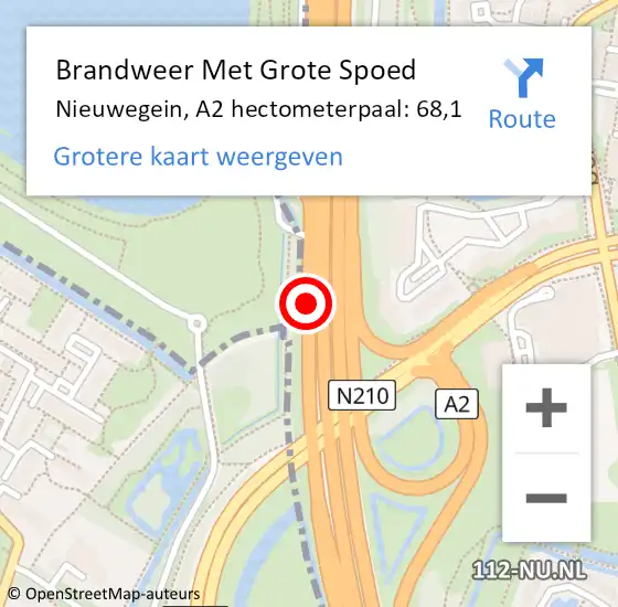 Locatie op kaart van de 112 melding: Brandweer Met Grote Spoed Naar Nieuwegein, A2 hectometerpaal: 68,1 op 12 augustus 2023 18:22