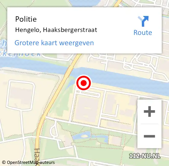 Locatie op kaart van de 112 melding: Politie Hengelo, Haaksbergerstraat op 12 augustus 2023 20:46