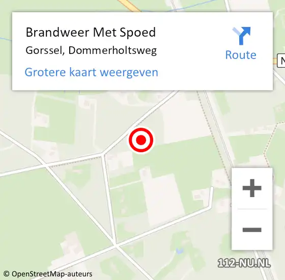 Locatie op kaart van de 112 melding: Brandweer Met Spoed Naar Gorssel, Dommerholtsweg op 13 augustus 2023 04:03