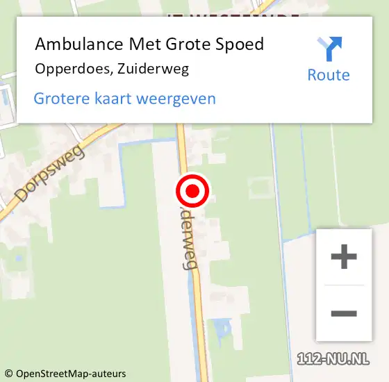 Locatie op kaart van de 112 melding: Ambulance Met Grote Spoed Naar Opperdoes, Zuiderweg op 13 augustus 2023 04:57