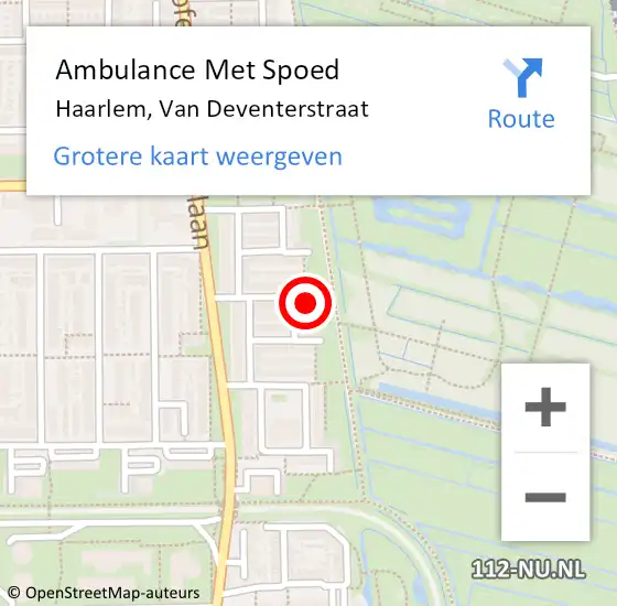 Locatie op kaart van de 112 melding: Ambulance Met Spoed Naar Haarlem, Van Deventerstraat op 13 augustus 2023 06:47