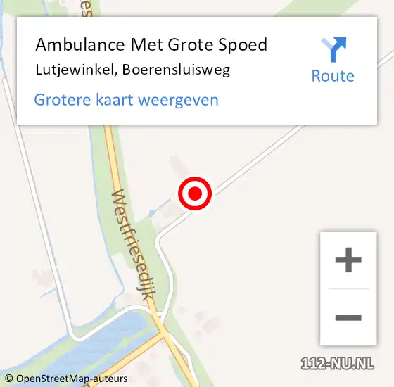 Locatie op kaart van de 112 melding: Ambulance Met Grote Spoed Naar Lutjewinkel, Boerensluisweg op 13 augustus 2023 08:36