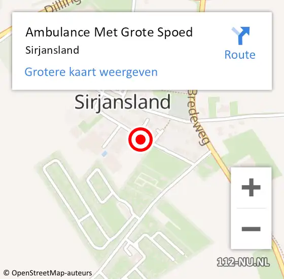 Locatie op kaart van de 112 melding: Ambulance Met Grote Spoed Naar Sirjansland op 13 augustus 2023 10:09