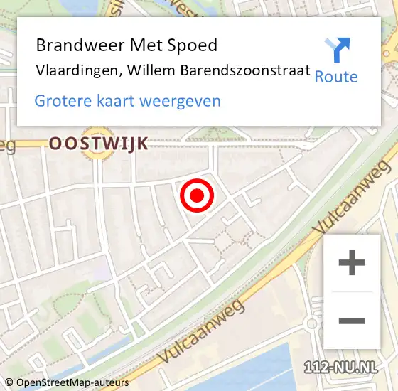 Locatie op kaart van de 112 melding: Brandweer Met Spoed Naar Vlaardingen, Willem Barendszoonstraat op 13 augustus 2023 12:04