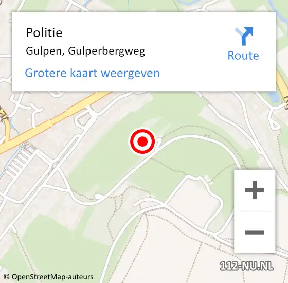 Locatie op kaart van de 112 melding: Politie Gulpen, Gulperbergweg op 13 augustus 2023 12:48