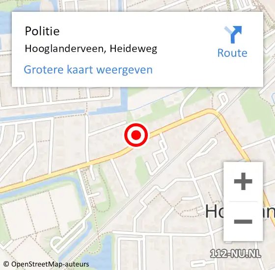 Locatie op kaart van de 112 melding: Politie Hooglanderveen, Heideweg op 13 augustus 2023 13:41