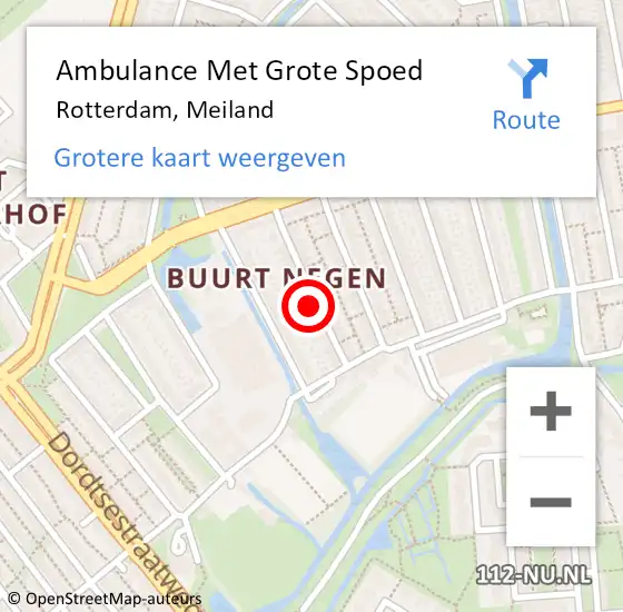 Locatie op kaart van de 112 melding: Ambulance Met Grote Spoed Naar Rotterdam, Meiland op 13 augustus 2023 14:35