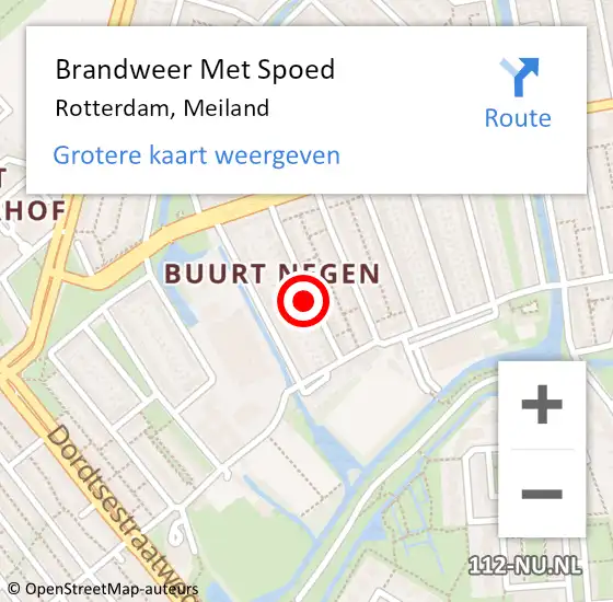 Locatie op kaart van de 112 melding: Brandweer Met Spoed Naar Rotterdam, Meiland op 13 augustus 2023 14:44