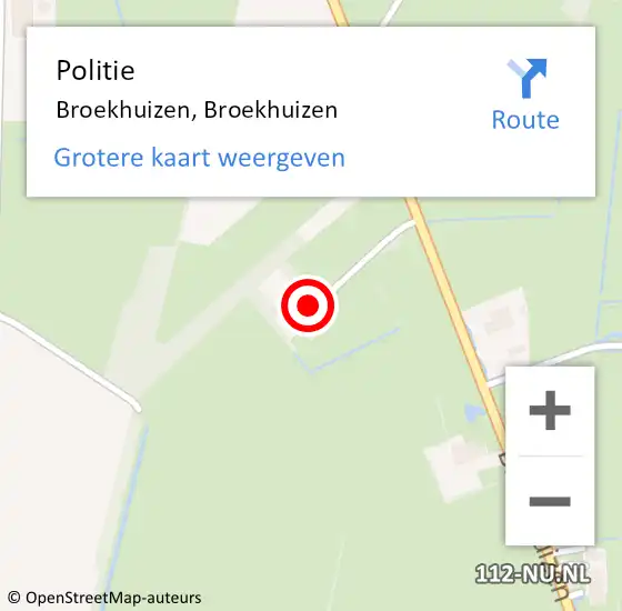 Locatie op kaart van de 112 melding: Politie Broekhuizen, Broekhuizen op 13 augustus 2023 16:05