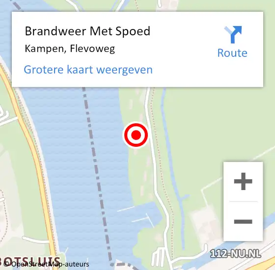 Locatie op kaart van de 112 melding: Brandweer Met Spoed Naar Kampen, Flevoweg op 13 augustus 2023 16:25