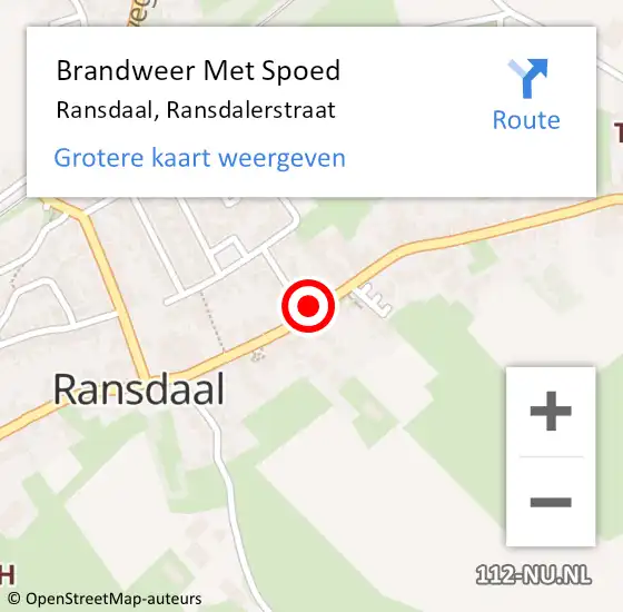 Locatie op kaart van de 112 melding: Brandweer Met Spoed Naar Ransdaal, Ransdalerstraat op 13 augustus 2023 17:15