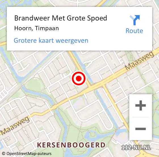 Locatie op kaart van de 112 melding: Brandweer Met Grote Spoed Naar Hoorn, Timpaan op 13 augustus 2023 17:38