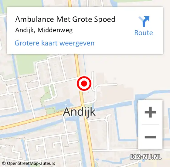 Locatie op kaart van de 112 melding: Ambulance Met Grote Spoed Naar Andijk, Middenweg op 13 augustus 2023 17:41