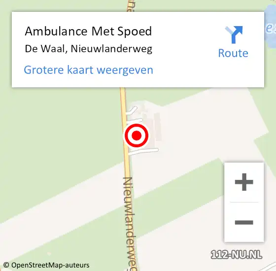 Locatie op kaart van de 112 melding: Ambulance Met Spoed Naar De Waal, Nieuwlanderweg op 13 augustus 2023 19:00