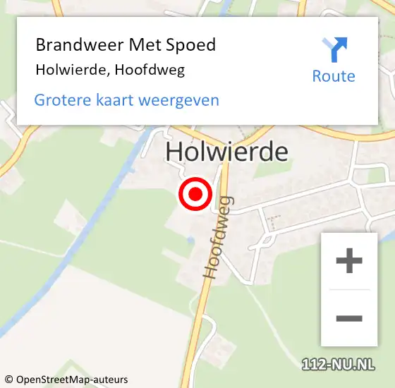 Locatie op kaart van de 112 melding: Brandweer Met Spoed Naar Holwierde, Hoofdweg op 13 augustus 2023 19:50