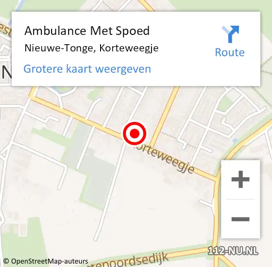 Locatie op kaart van de 112 melding: Ambulance Met Spoed Naar Nieuwe-Tonge, Korteweegje op 13 augustus 2023 19:58