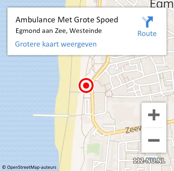 Locatie op kaart van de 112 melding: Ambulance Met Grote Spoed Naar Egmond aan Zee, Westeinde op 13 augustus 2023 20:56