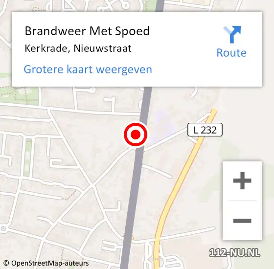 Locatie op kaart van de 112 melding: Brandweer Met Spoed Naar Kerkrade, Nieuwstraat op 13 augustus 2023 22:29