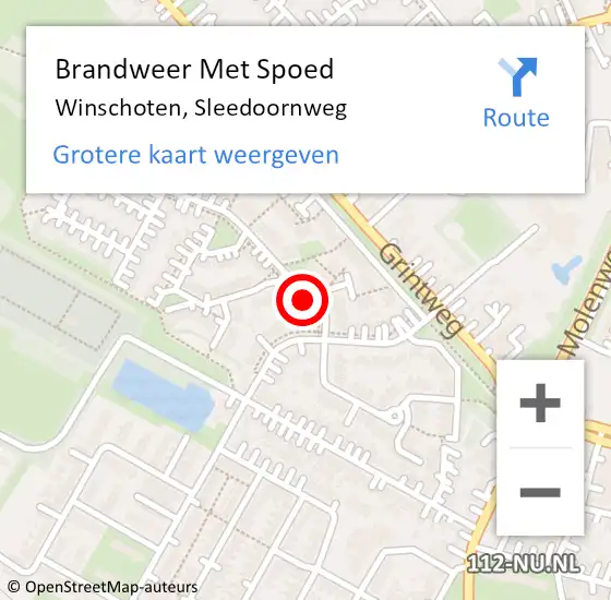 Locatie op kaart van de 112 melding: Brandweer Met Spoed Naar Winschoten, Sleedoornweg op 14 augustus 2023 00:48