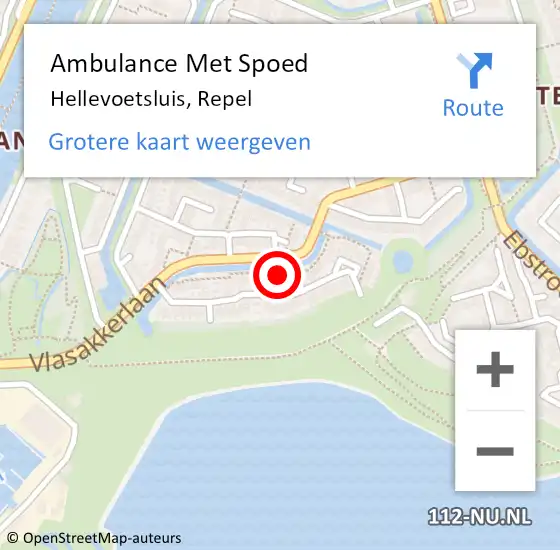 Locatie op kaart van de 112 melding: Ambulance Met Spoed Naar Hellevoetsluis, Repel op 14 augustus 2023 01:15