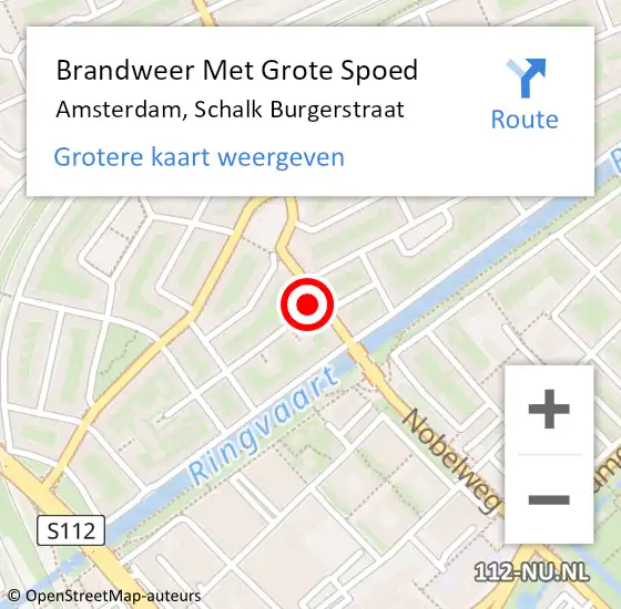Locatie op kaart van de 112 melding: Brandweer Met Grote Spoed Naar Amsterdam, Schalk Burgerstraat op 14 augustus 2023 01:49