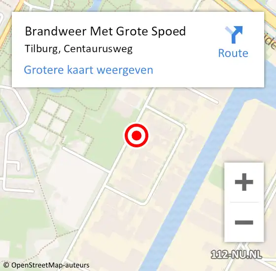 Locatie op kaart van de 112 melding: Brandweer Met Grote Spoed Naar Tilburg, Centaurusweg op 14 augustus 2023 02:52