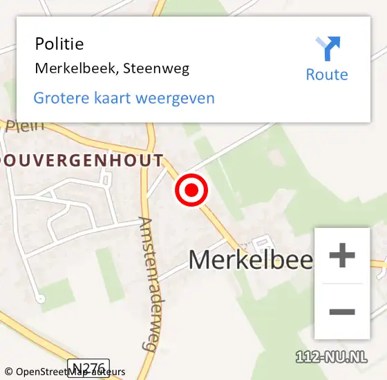 Locatie op kaart van de 112 melding: Politie Merkelbeek, Steenweg op 14 augustus 2023 09:35
