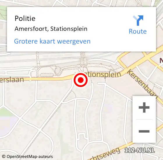 Locatie op kaart van de 112 melding: Politie Amersfoort, Stationsplein op 14 augustus 2023 10:27