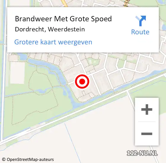 Locatie op kaart van de 112 melding: Brandweer Met Grote Spoed Naar Dordrecht, Weerdestein op 14 augustus 2023 11:57