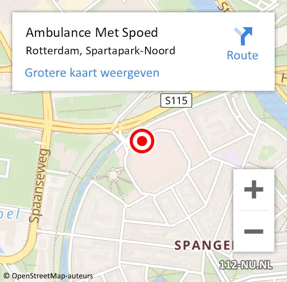 Locatie op kaart van de 112 melding: Ambulance Met Spoed Naar Rotterdam, Spartapark-Noord op 14 augustus 2023 12:41