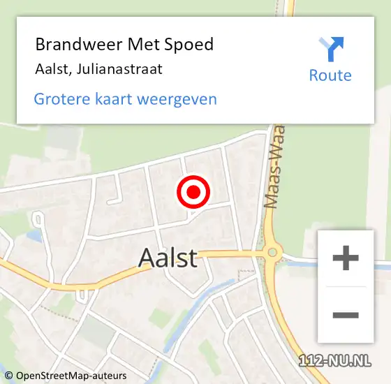Locatie op kaart van de 112 melding: Brandweer Met Spoed Naar Aalst, Julianastraat op 14 augustus 2023 13:24