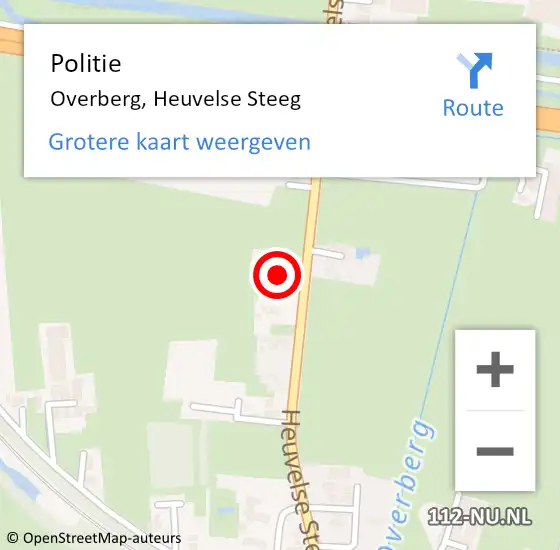 Locatie op kaart van de 112 melding: Politie Overberg, Heuvelse Steeg op 14 augustus 2023 14:44