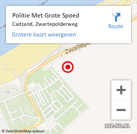 Locatie op kaart van de 112 melding: Politie Met Grote Spoed Naar Cadzand, Zwartepolderweg op 14 augustus 2023 15:12
