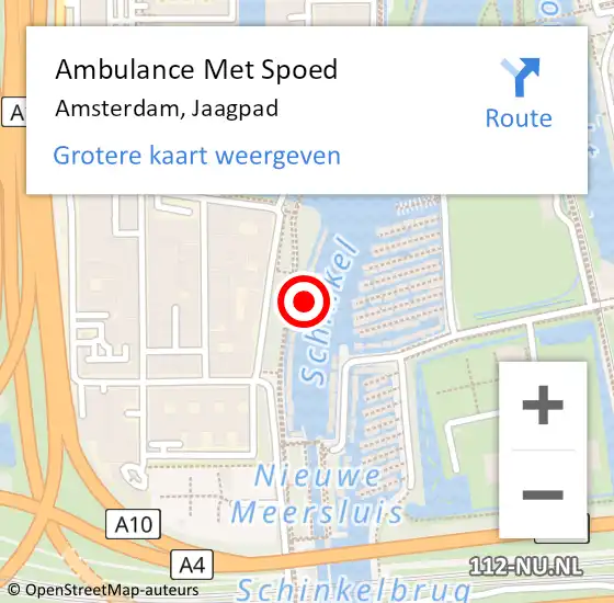 Locatie op kaart van de 112 melding: Ambulance Met Spoed Naar Amsterdam, Jaagpad op 14 augustus 2023 15:26