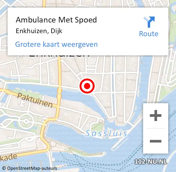 Locatie op kaart van de 112 melding: Ambulance Met Spoed Naar Enkhuizen, Dijk op 14 augustus 2023 16:00