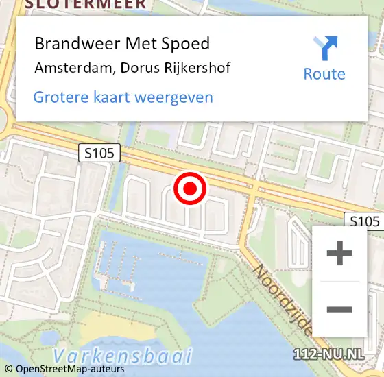Locatie op kaart van de 112 melding: Brandweer Met Spoed Naar Amsterdam, Dorus Rijkershof op 14 augustus 2023 16:21