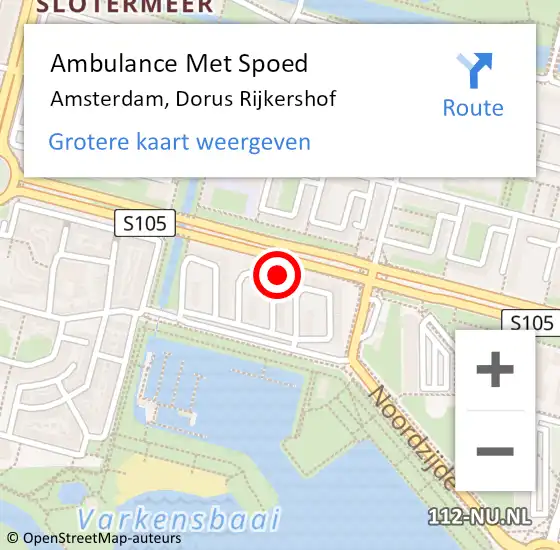 Locatie op kaart van de 112 melding: Ambulance Met Spoed Naar Amsterdam, Dorus Rijkershof op 14 augustus 2023 16:27