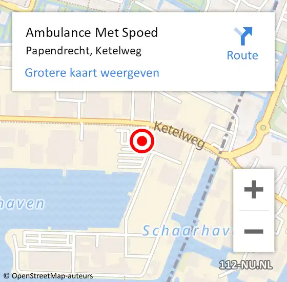 Locatie op kaart van de 112 melding: Ambulance Met Spoed Naar Papendrecht, Ketelweg op 14 augustus 2023 18:42