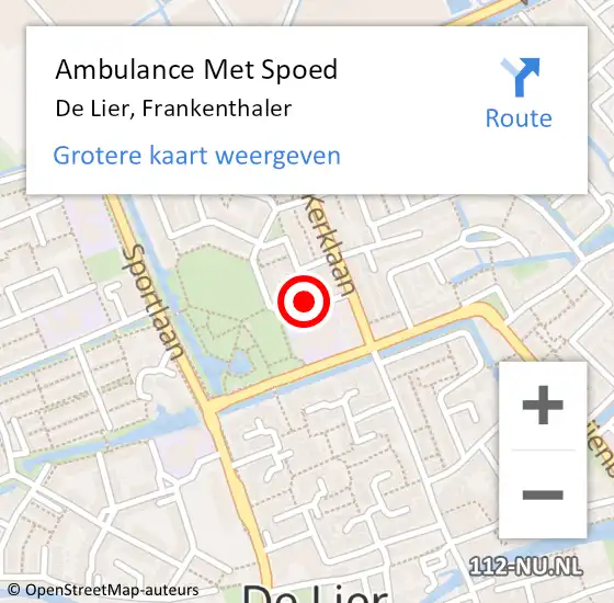Locatie op kaart van de 112 melding: Ambulance Met Spoed Naar De Lier, Frankenthaler op 14 augustus 2023 20:56