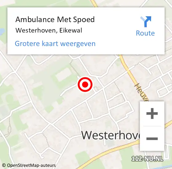 Locatie op kaart van de 112 melding: Ambulance Met Spoed Naar Westerhoven, Eikewal op 4 september 2014 19:14