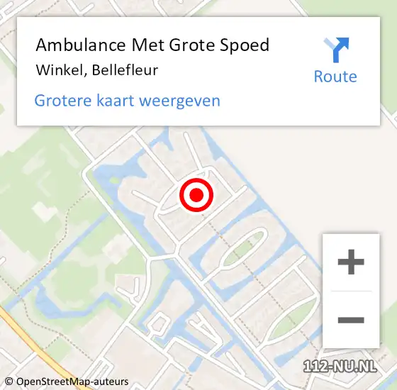 Locatie op kaart van de 112 melding: Ambulance Met Grote Spoed Naar Winkel, Bellefleur op 15 augustus 2023 02:50