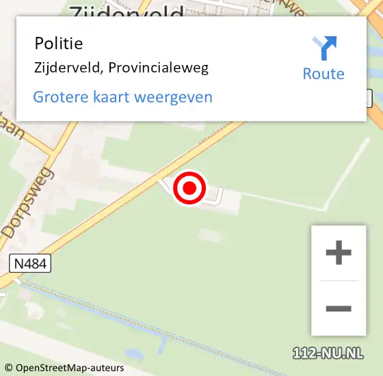 Locatie op kaart van de 112 melding: Politie Zijderveld, Provincialeweg op 15 augustus 2023 07:27