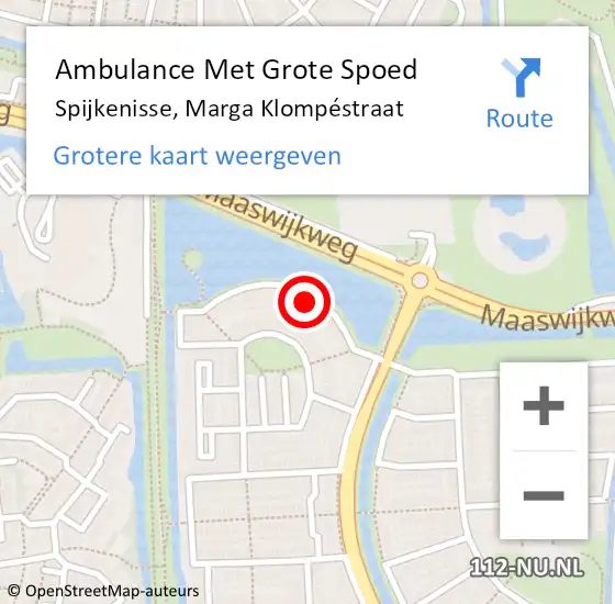 Locatie op kaart van de 112 melding: Ambulance Met Grote Spoed Naar Spijkenisse, Marga Klompéstraat op 15 augustus 2023 09:58
